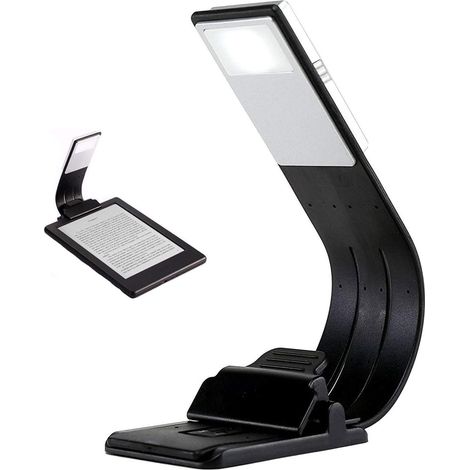 Lampe de Lecture à Pince Rechargeable avec 4 Luminosité Réglable,  Lampe de Livre Pliable et Flexible pour Livres, iPad, Ordinateurs Portables
