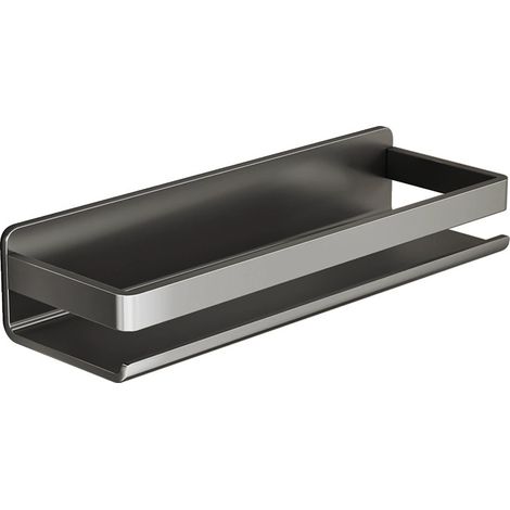 Soporte para ducha, soporte para barandilla alta, estante de almacenamiento metálico de pared, 30x13x7,7 cm (gris) (1/5)
