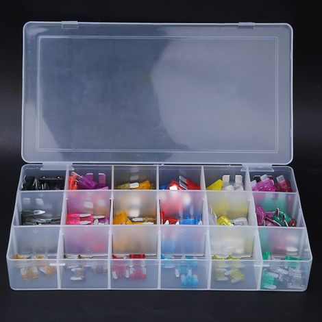 Kit d'assortiment de 165 fusibles à lame en aluminium pour voiture, de taille moyenne, petite et mini. (1/5)