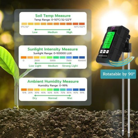 L'humidimètre de sol, un testeur de sol 6 en 1, mesure l'humidité des plantes et peut mesurer le pH, l'humidité (1/4)