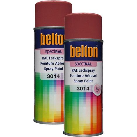 Lot de 2 bombes de peinture Belton Spectral RAL3014 vieux rose 400ml