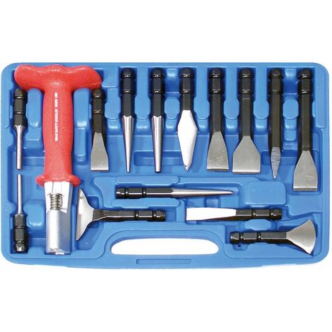 Herramienta juego de cinceles y punzones BGS Technic 1641 acero cromo molibdeno ergonómico