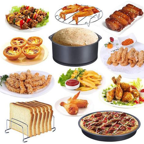 Kit de friteuse à air chaud universel 7 pouces (18 cm) avec 12 accessoires pour paniers à gâteaux et cupcakes (1/5)