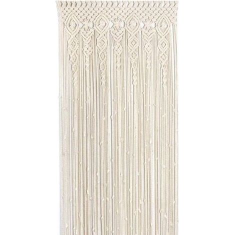 Rideau bohème fait main 90x180 cm - Décoration artisanale pour portes et fenêtres, style ethnique chic