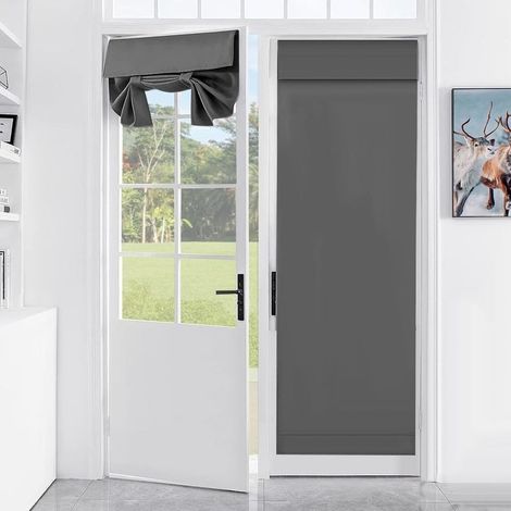 Rideau occultant thermique 90 % avec lacets – Installation sans perforation – Dimensions 66 x 173 cm – Polyester gris (1/5)