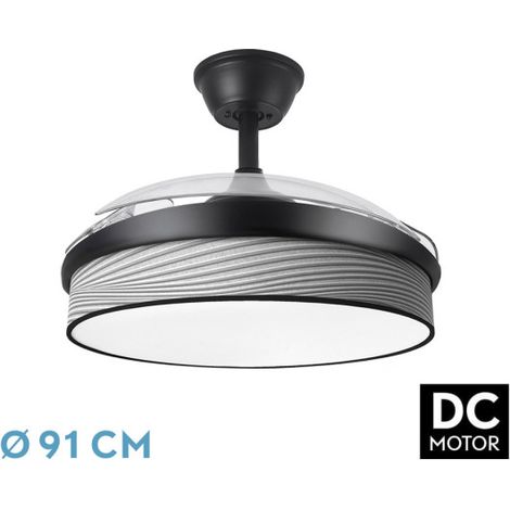 Ventilador Dc Moda 72w Negro/surco Gris 91d 3aspas 7200lm 3000-4000-6000k Remoto+ Memoria+ Temporizador (1/3)
