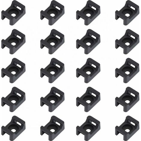 150 bridas negras para cables de 23 mm x 16 mm, tipo soporte de base para cables