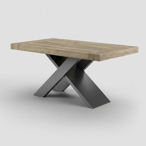 Tavolo allungabile design 12 posti 160/260x90 base antracite Roma - Marrone