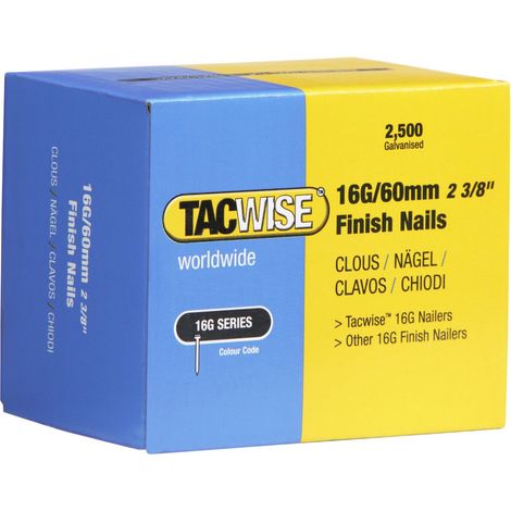 Tacwise 0300 Chiodi di Finitura Galvanizzati Tipo 16G / 60 mm, Confezione da 2500 (1/2)