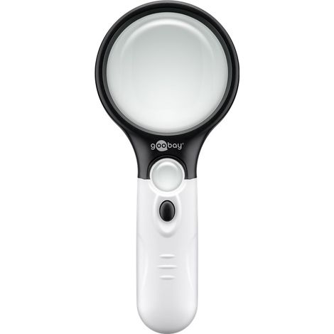 Goobay Lupa 41255 con luz LED, lupa de lectura con 2 aumentos y 12 aumentos para leer y trabajar