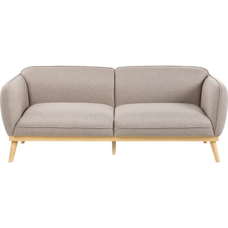 Sofá 3 plazas estilo escandinavo con patas cónicas de madera tapizado fácil de limpiar marrón claro Ljung