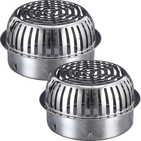 Lot de 2 filtres en acier inoxydable pour toit en forme de dôme, grille d'atrium anti-obstruction de 21,5 cm, tuyau en PVC épais bombé 304 pour terrasse, balcon (1/5)