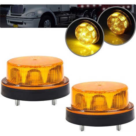 Mini Gyrophare d'avertissement LED, 12V 24V LED Clignotant Phare Lampe d'Avertissement Éclairage Ampoule Stroboscopique, 2pcs (Ambre) (1/5)