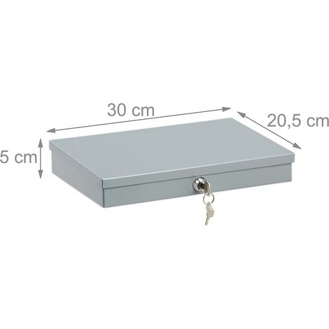 Cassa per soldi con serratura piatta custodia sicura 30 x 20 x 5 cm in acciaio nero 130004707