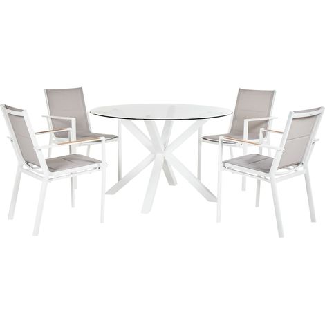 Garden Dining Set 4 Seater MALETTO/BUSSETO Metal White (1/5)