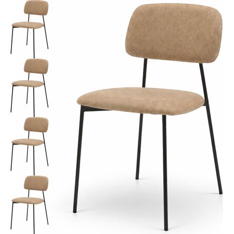 Set 4 Sedie Tortora Parigi in Tessuto con Struttura in Metallo Seduta Ergonomica