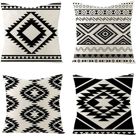 4 pièces housses de coussin décoratif housse de coussin lin housse de coussin nordique noir blanc canapé housse de coussin taie d'oreiller 45X45 cm