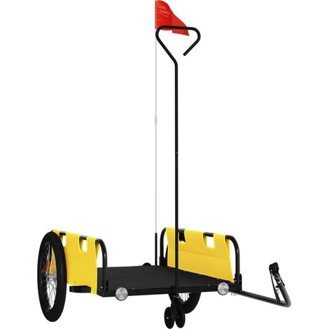 Remorque de vélo jaune et noir tissu oxford et fer (1/5)