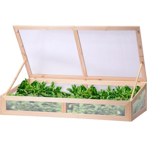 Décoration de lit pour Planter surélevé ou Sol de Jardin Boîte de Culture en Bois Massif Boîte de Plantation pour légumes, salades/Baies Serre 128 x 67 x 31,5 cm Naturel (1/5)