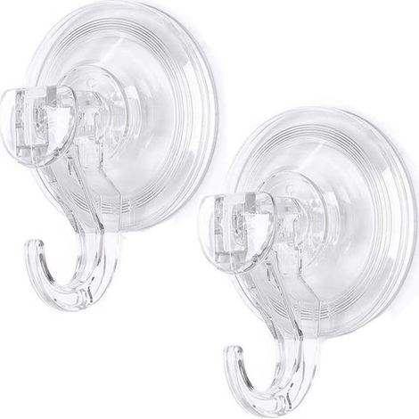 Paquet de 4 crochets auto-adhésifs crochets à ventouse multi-usages pour suspendre 10 kg (max) crochets transparents sans couture clés salle de bain douche porte de cuisine extérieure amélioration de (1/5)