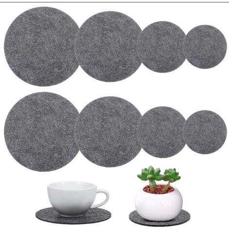 Juego 15 alfombrillas platillos maceta (5 piezas 10 cm, 15 cm 20 cm cada Alfombrillas tela absorbente: protectoras superficie rápido, gris (1/4)