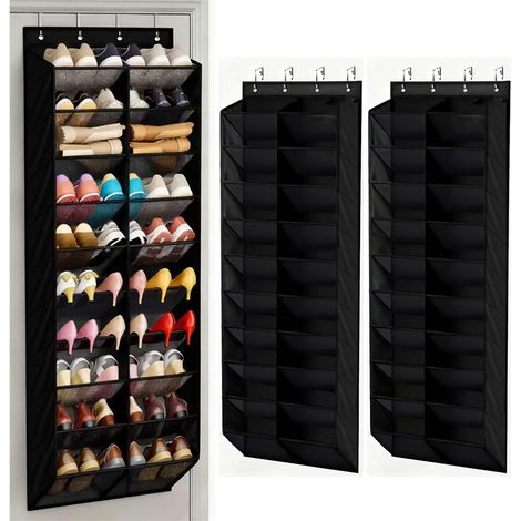 LEDANDER Lot de 2 étagères suspendues à chaussures à 10 niveaux avec de grandes poches profondes, pouvant contenir 20 à 30 paires de baskets et bottes (1/5)