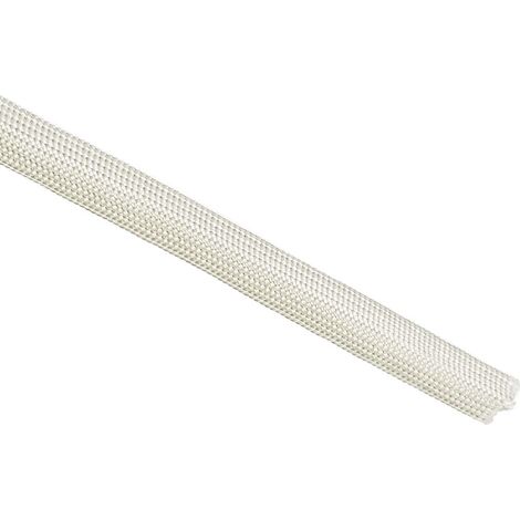Gaine Isolation Tresse 9.8Pied-7mm Haute Température Fibre Verre Manchon Blanc (1/5)