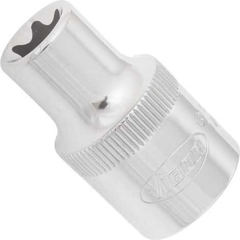 VIGOR T-Profil Steckschlüsseleinsatz, Vierkant hohl 12,5 mm (1/2), Außen TX Profil, E12 (1/3)
