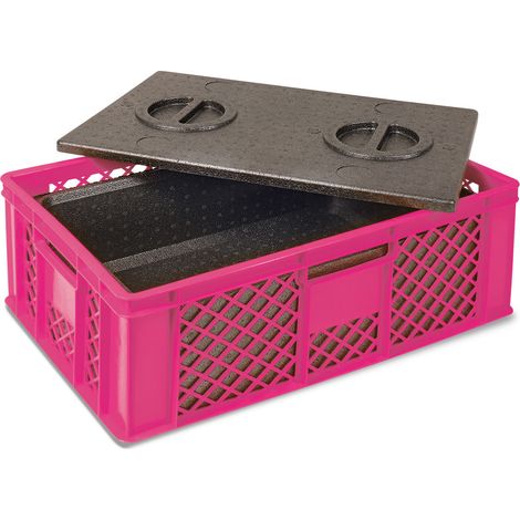 BRB Corbeille empilable avec boîte isolante EPP, L x l x H 600 x 400 x 240 mm, rose