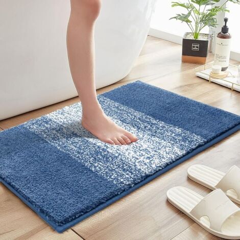 BUNTHAUS Tapis de Bain Antidérapant 40 x 60 cm, Bleu Tapis de Douche Absorbant et Lavable en Machine,Extra Doux Tapis Salle de Bain