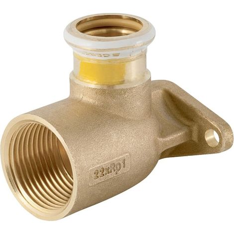 Geberit Mapress Kupfer Anschlusswinkel 90 Grad abgesetzt, Lochkreis 50mm, Gas d 28mm, Rp 1", Länge 6,5cm (1/5)