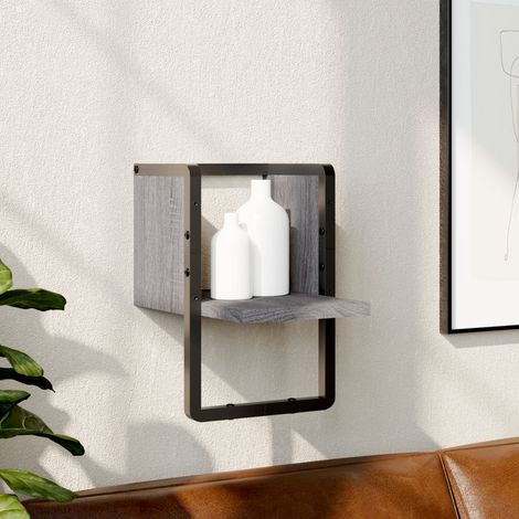 Wall Shelf with Bar Grey Sonoma 20x25x30 cm vidaXL (1/5)