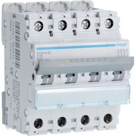 Hager NGN410 Interruptor automático 4P 6/10kA D-10A 4M