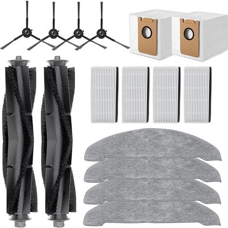 Pièces de rechange pour Honiture Q6 Pro, Imou L11 Pro/AIRROBO T10+/Neabot N2, 2 pinceaux principaux + 4 brosses latérales + 4 filtres + 2 sacs à poussière + 4 chiffons