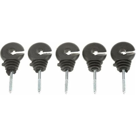 QORVA-50 Pcs Isolateurs Annulaires à Visser Anneau à Isolant à Vis Accessoires de Clôture Électrique pour Poteau Piquet en Bois, Noir