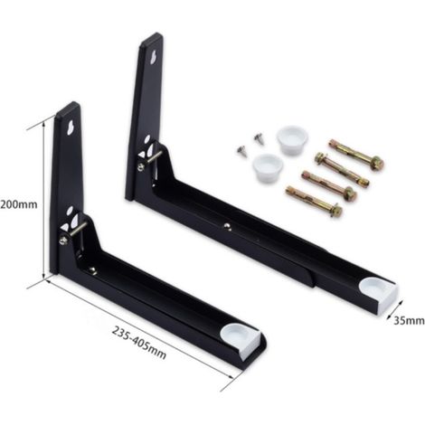 2 Pièces Support Micro Onde en Acier Inoxydable, Support Mural Micro Onde Pliable, Etagere Murale pour Micro Onde Extensible, Support Micro Onde Mural avec Vis