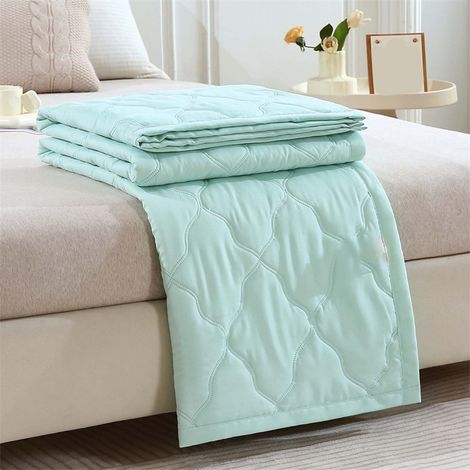Couette Été - 100 x 150 cm - Coton Lavé 98 % - Élasthanne 2 % - Ventilation Naturelle - Vert Menthe - 1 Pièce (1/5)