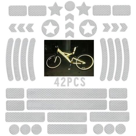 QORVA-Lot de 42 autocollants réflecteurs autocollants pour vélo, en différentes versions, bande réfléchissante autocollante pour camions, vélos, voitures, poussettes et motos