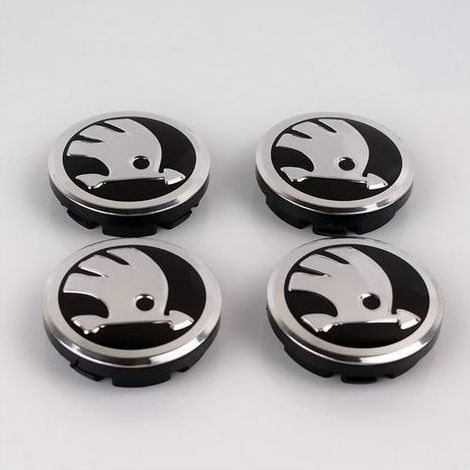 SK05 - Enjoliveurs 60 mm, lot de 4, Skoda argenté, taille unique