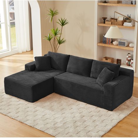 Divano angolare modulare 252,5 x 163 x 65 cm nero DESVIAE (1/5)