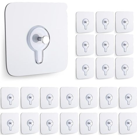 24-teiliges Set nagelfreier Wandhaken, selbstklebende Wandhaken für Küche, Bad, Wohnung und Büro