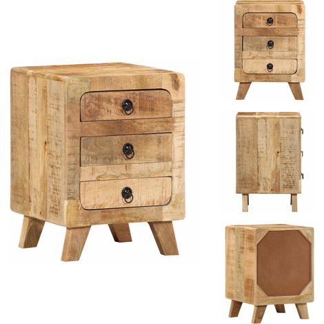 Table de chevet 37x32x50 cm bois de manguier massif brut - Table De Chevet - Tables De Chevet - Armoire De Chevet - Table De Nuit (1/5)