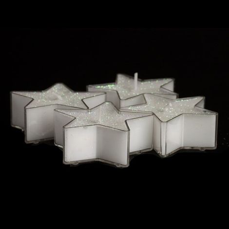 Lot de 4 Bougies Étoiles "Colorama" 24g Blanc