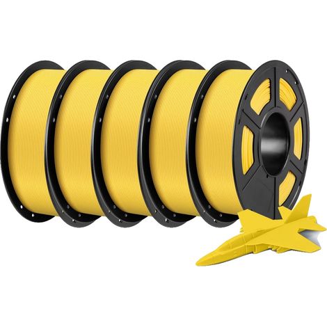 Filamento PLA, 5 kg, materiale ecologico, molteplici combinazioni di colori, 5 kg giallo (1/2)