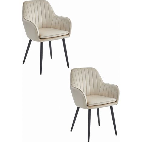 Valora LUGO chaise velours beige avec pieds noirs lot de 2 (1/5)