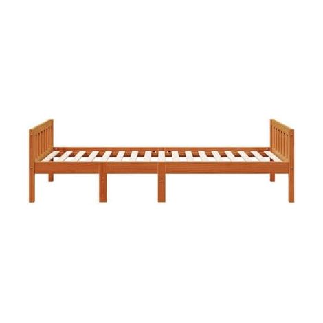 Lit enfant sans matelas, finition cire marron, 80 × 200 cm, pin massif, pin massif durable, pour chambre, décor moderne, facile à assembler (1/5)