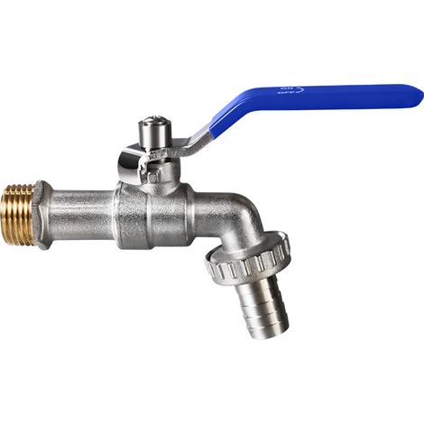 Robinet de jardin - Résistant à la rouille et au gel - Raccord de tuyau inclus - Pour jardin, machine à laver, récupérateur d'eau - 1/2 pouce-Bleu (1/5)