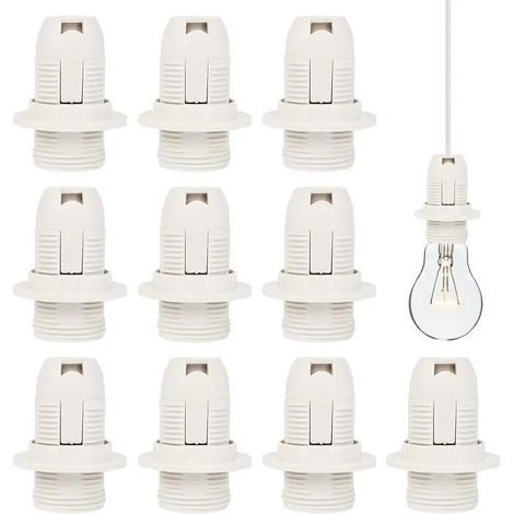Support de lampe E14 10pcs support de lampe vintage adaptateur de douille E14 pour ampoule spirale E14 CFL, blanc ODIPIE (1/4)