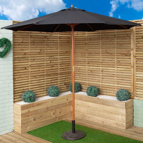 Samuel Alexander 2.7m Outdoor Wooden Garden Parasol Sun Shade with Carry Bag in Black (1/5)