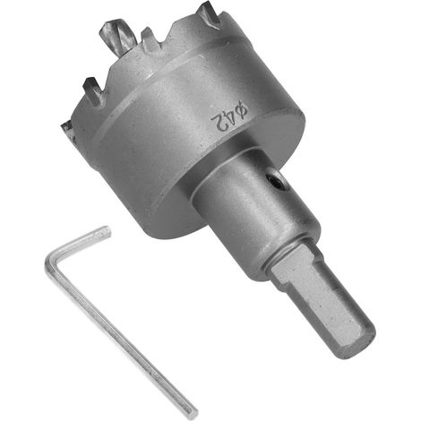 Scie cloche carbure 42mm TCT, trépan perforateur acier inoxydable, ouvre-trou métal lourd, coupe plaque acier (1/5)